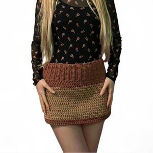 Mocha Berry crochet boho girly cozy chic mini skirt small